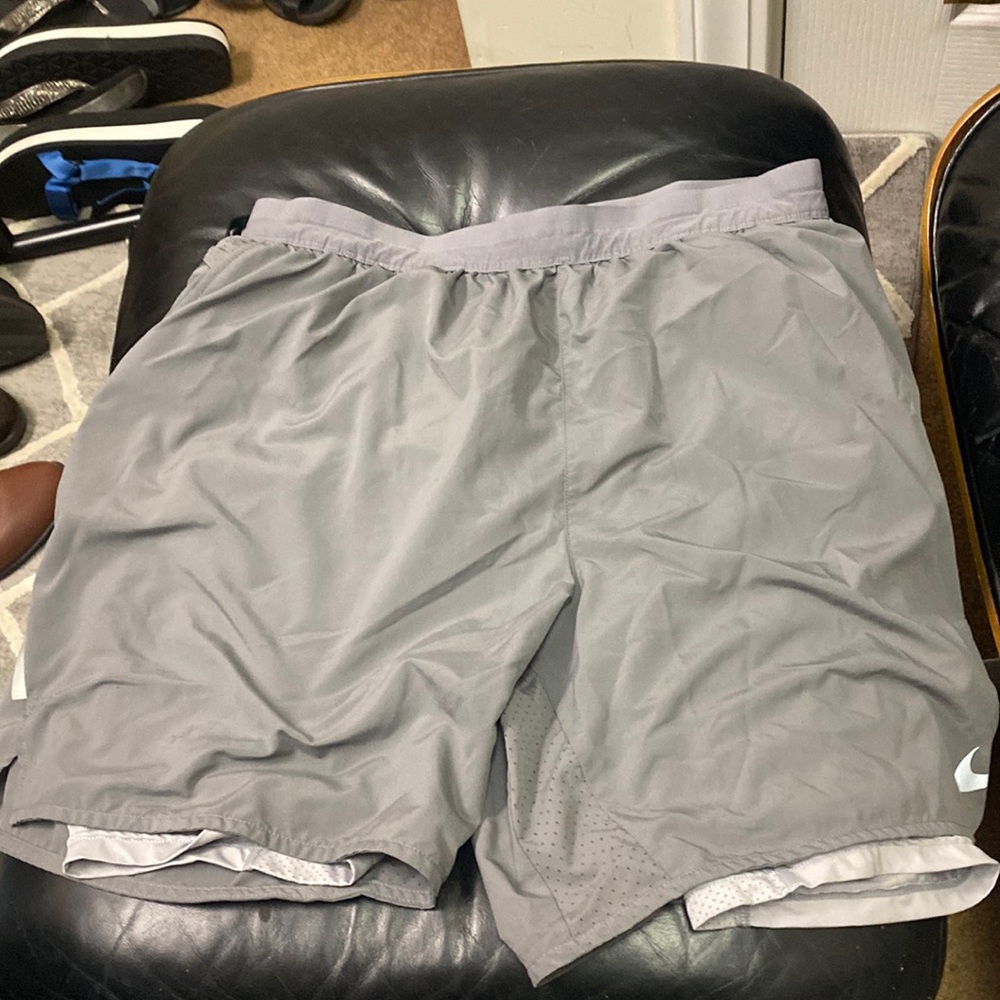 Gray Nike running shorts